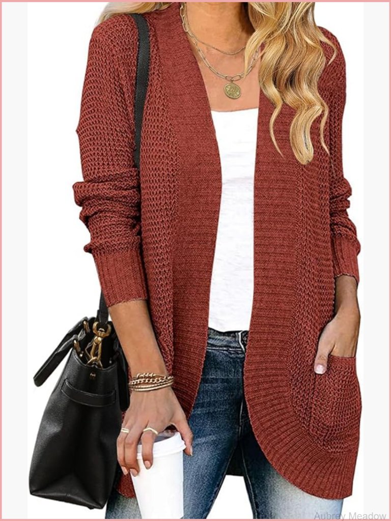 Long Sleeve Open Front Casual Lightweight Soft Knit Cardigan Sweater
